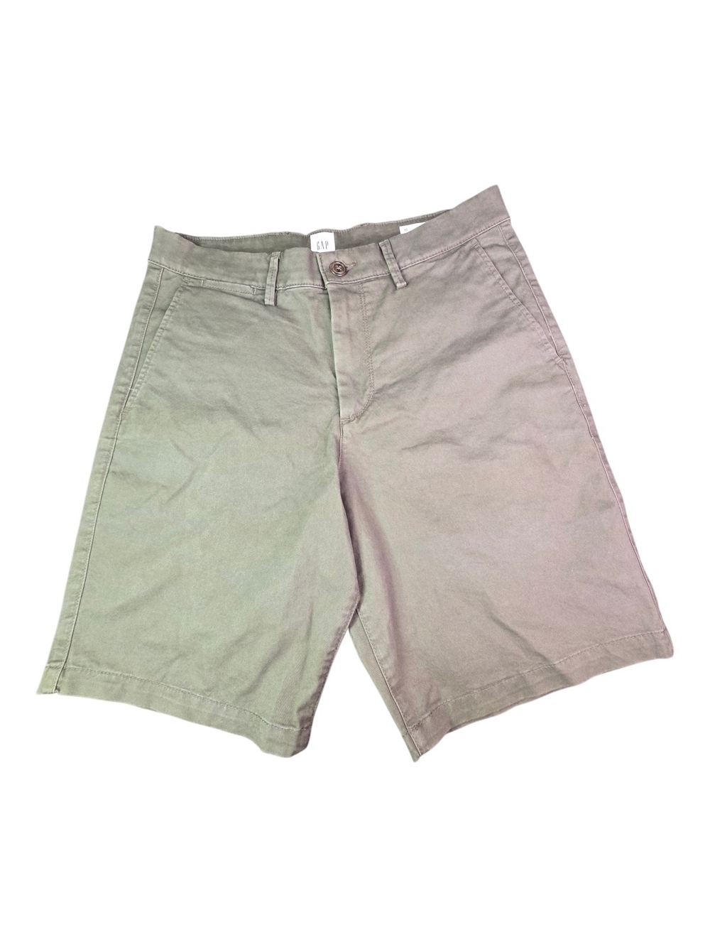 GAP Men's Essential Khaki Olive Chino Shorts Size 30 9" Inseam Stretch Twill